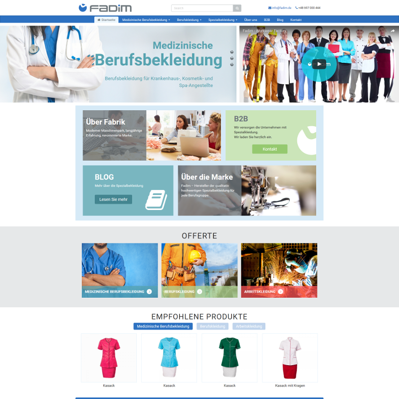 Profesjonalny sklep internetowy z katalogiem odzieży medycznej